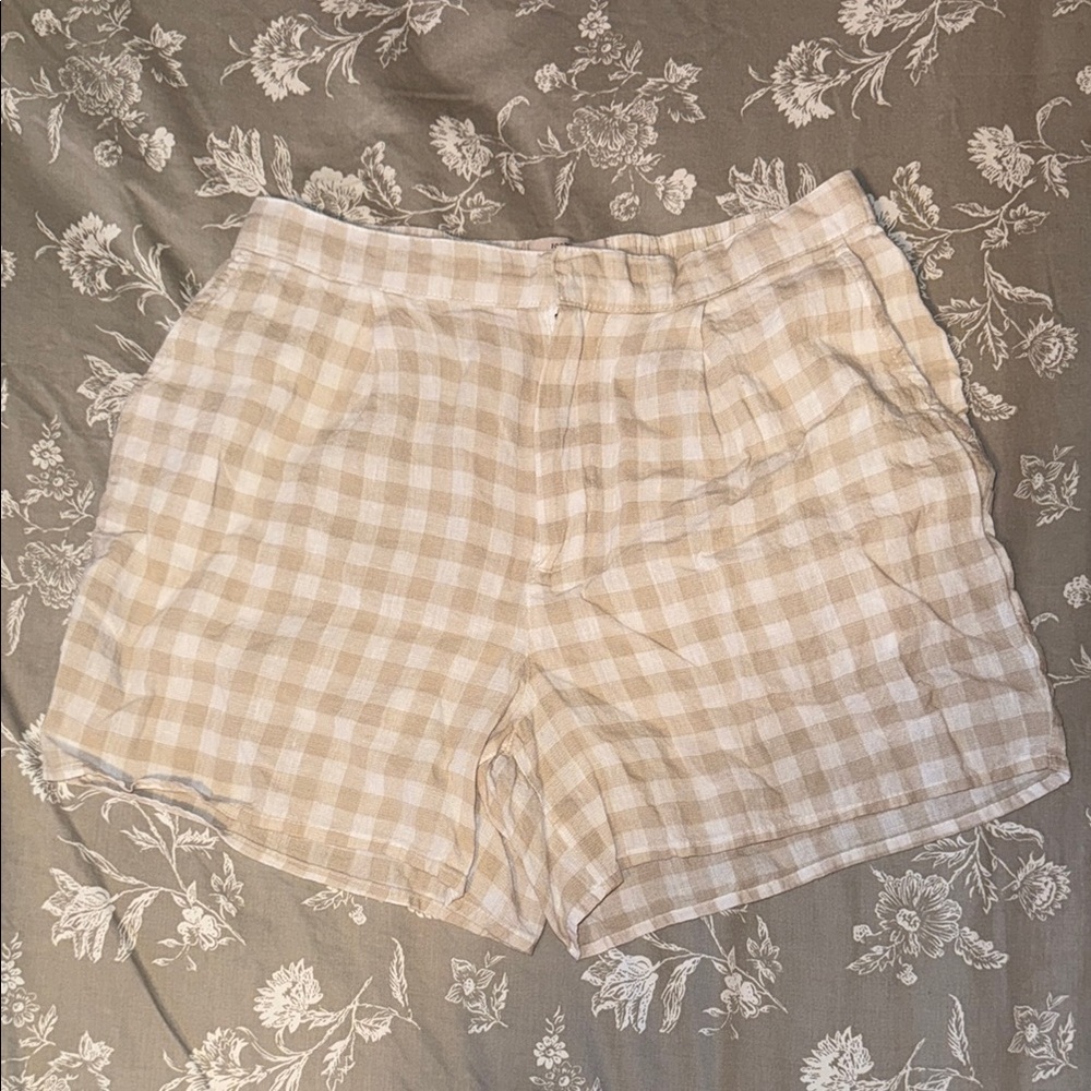 Laura Ashley 100% Linen Gingham Shorts